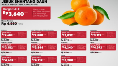 Jeruk Shantang Daun Hanya Rp 4.550 di Transmart, Harga Murah!