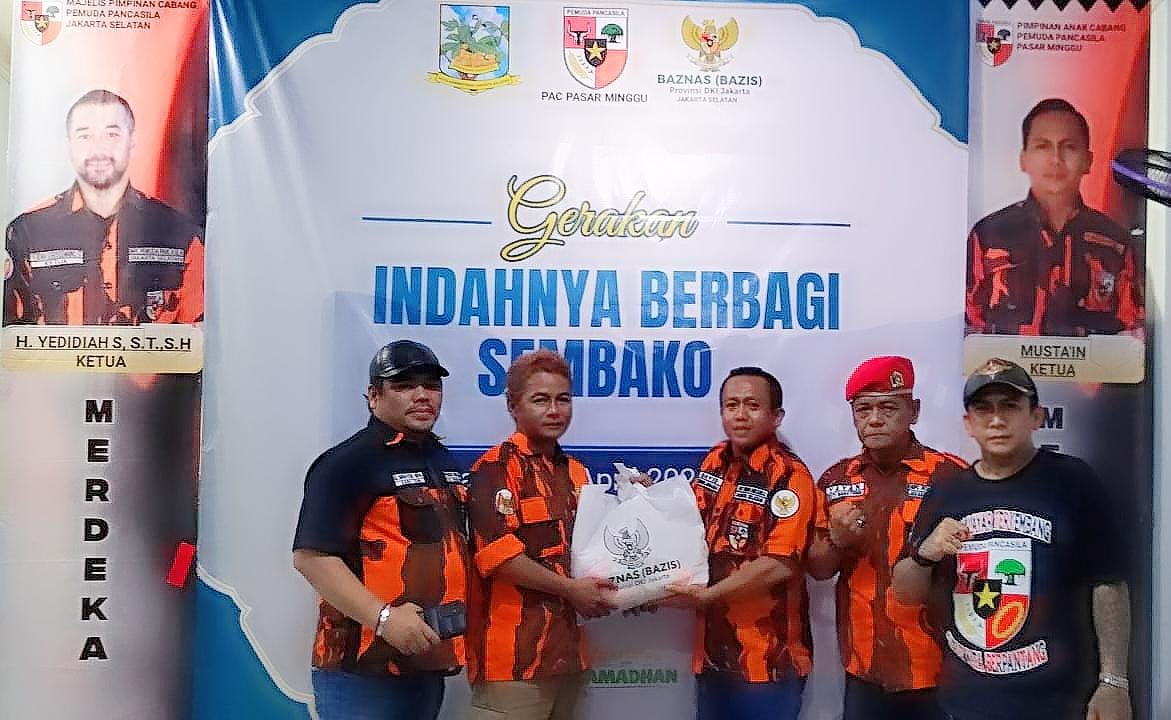 PAC Pemuda Pancasila Pasar Minggu Bagikan Sembako Gratis di Akhir Bulan Ramadhan pada Tahun 1445 H