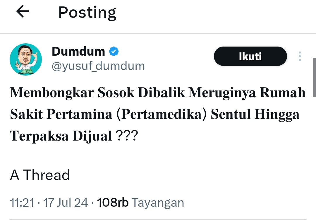 Sanur Bertransformasi Menjadi Pusat Kesehatan Utama, Influencer Membicarakan Kegagalan RS Pertamedika Sentul